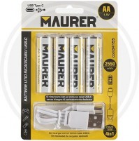 Batterie Ricaricabili Usb Stilo Maurer Blister 4 PZ